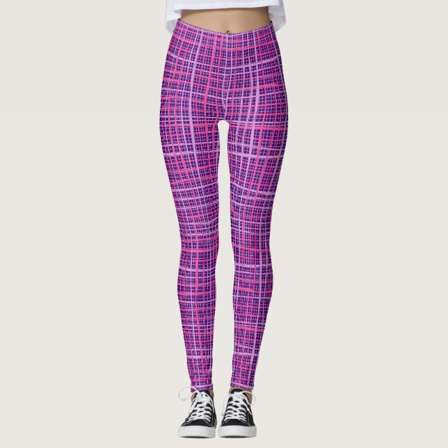 Fine lines Checkered pattern C09.pink on DPurple Leggings (Vorderseite)