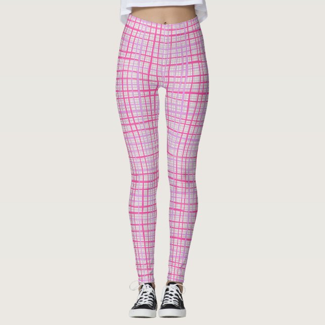 Fine lines Checkered pattern C09.pink on offwhite Leggings (Vorderseite)
