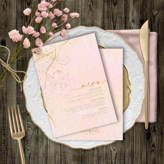 Fine Lines Gold Abstrait Mariage Menu V1 B ID867 (Créateur téléchargé)