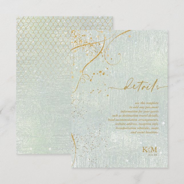 Fine Lines Gold Abstrakt Details Sage ID867 Begleitkarte (Vorne/Hinten)
