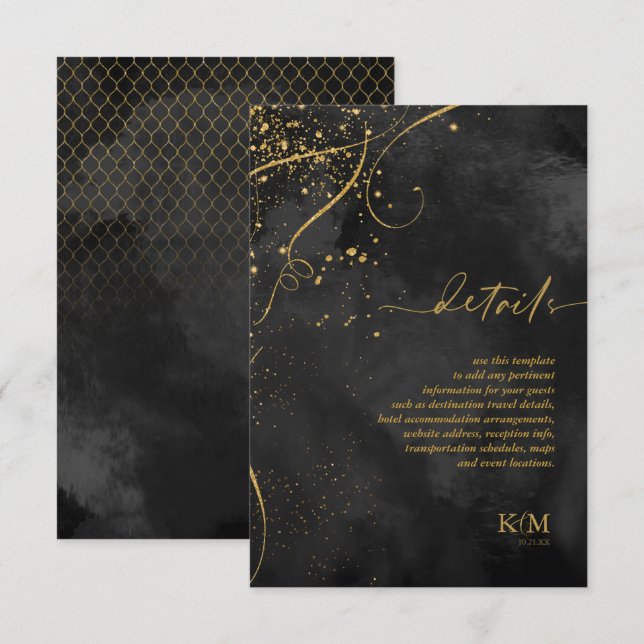 Fine Lines Gold Abstrakt Details Schwarz ID867 Begleitkarte (Vorne/Hinten)