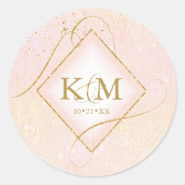 Fine Lines Gold Abstrakt Wedding Blush ID867 Runder Aufkleber