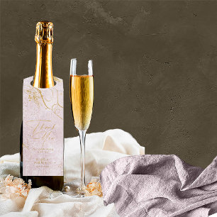 Fine Lines Gold Abstrakt Wedding Mauve ID867 Flaschenanhänger