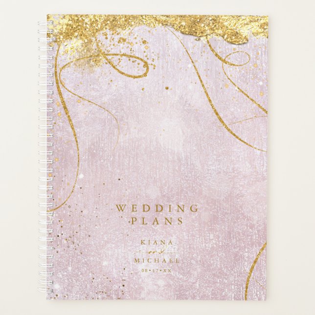 Fine Lines Gold Abstrakt Wedding Mauve ID867 Planer (Vorderseite)