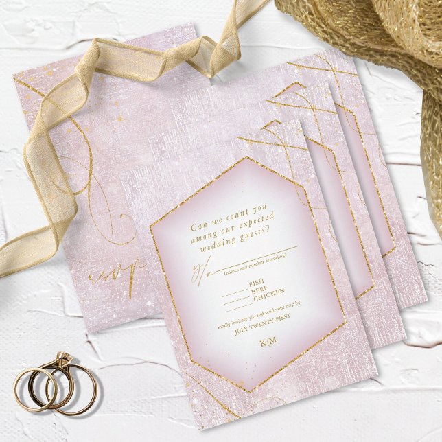 Fine Lines Gold Abstrakt Wedding Mauve ID867 RSVP Karte (Von Creator hochgeladen)