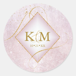 Fine Lines Gold Abstrakt Wedding Mauve ID867 Runder Aufkleber