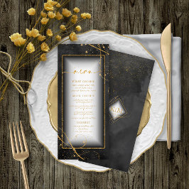 Fine Lines Gold Abstrakt Wedding Menu V2 Bk ID867