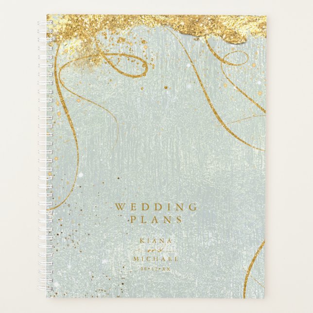 Fine Lines Gold Abstrakt Wedding Sage ID867 Planer (Vorderseite)