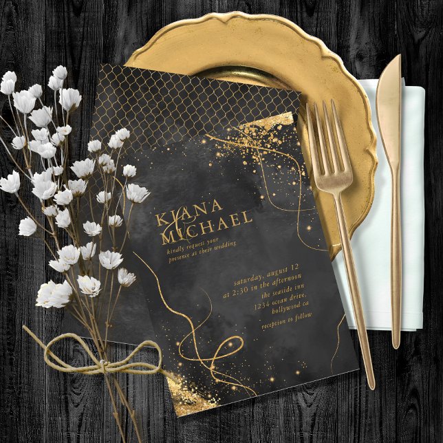 Fine Lines Gold Abstrakt Wedding V1 Black ID867 (Von Creator hochgeladen)