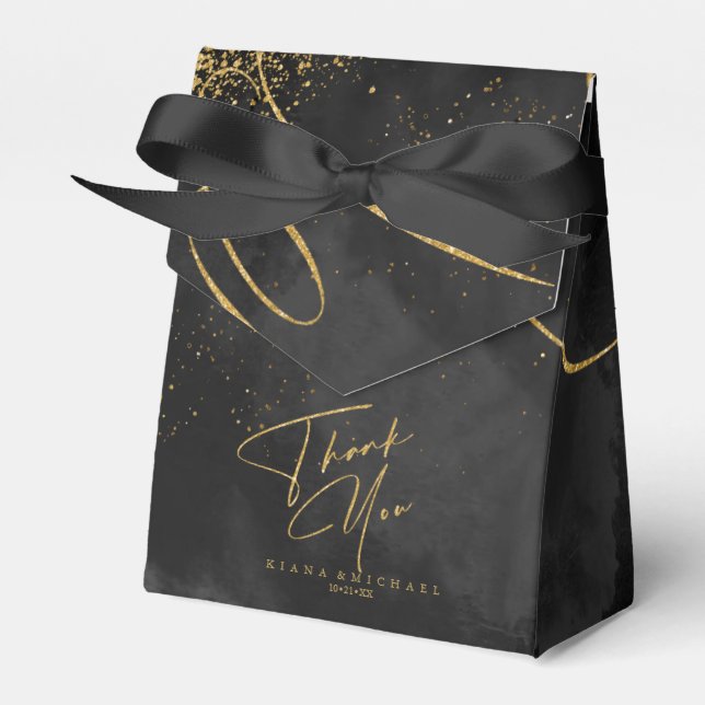 Fine Lines Gold Abstrakt Wedding V1 Black ID867 Geschenkschachtel (Vorderseite)