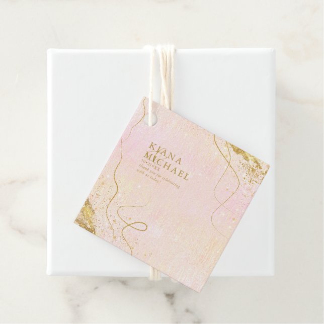 Fine Lines Gold Abstrakt Wedding V1 Blush ID867 Geschenkanhänger (Beispiel)