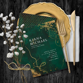 Fine Lines Gold Abstrakt Wedding V1 Emerald ID867