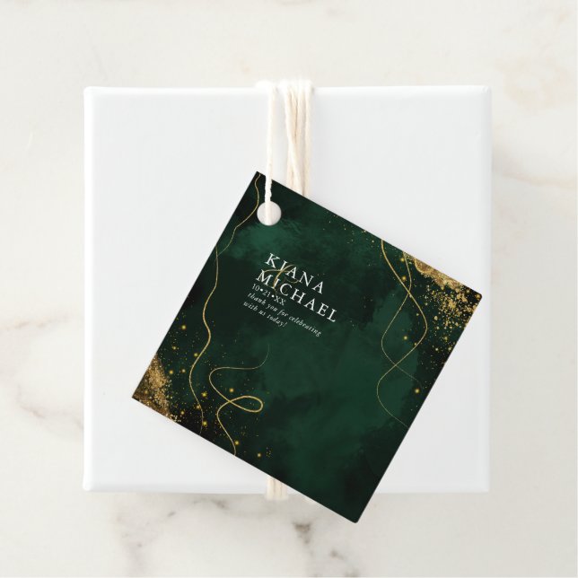 Fine Lines Gold Abstrakt Wedding V1 Emerald ID867 Geschenkanhänger (Beispiel)