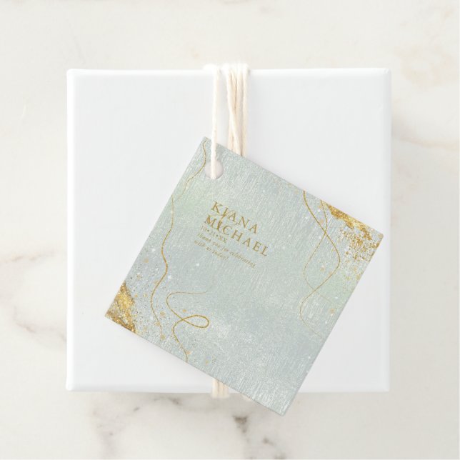 Fine Lines Gold Abstrakt Wedding V1 Sage ID867 Geschenkanhänger (Beispiel)