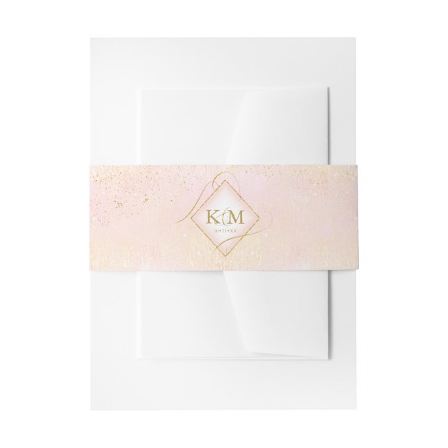 Fine Lines Gold Abstrakt Wedding V2 Blush ID867 Einladungsbanderole (Vorderseite Beispiel)