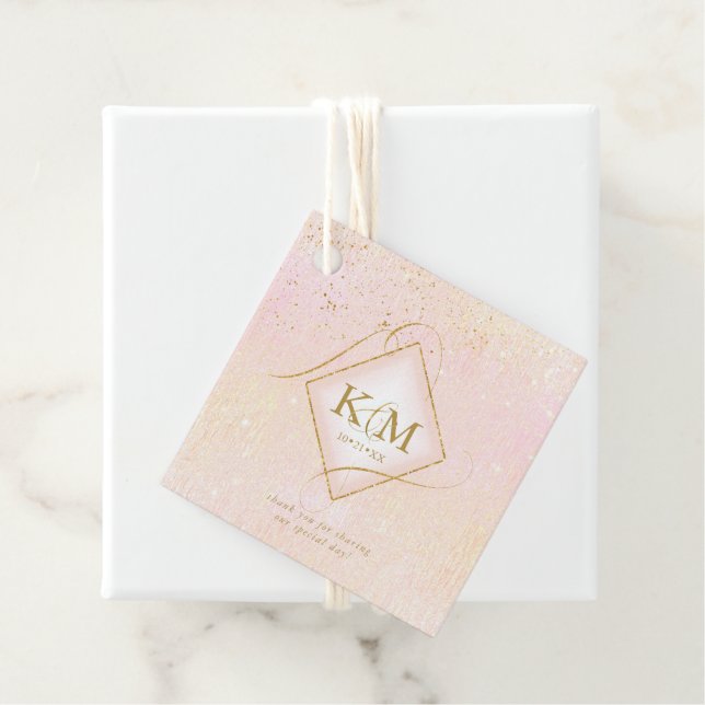 Fine Lines Gold Abstrakt Wedding V2 Blush ID867 Geschenkanhänger (Beispiel)