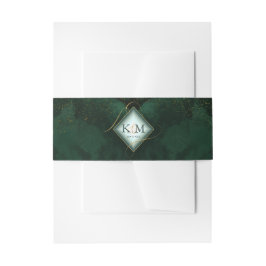 Fine Lines Gold Abstrakt Wedding V2 Emerald ID867 Einladungsbanderole