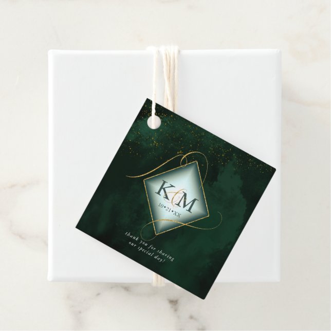 Fine Lines Gold Abstrakt Wedding V2 Emerald ID867 Geschenkanhänger (Beispiel)