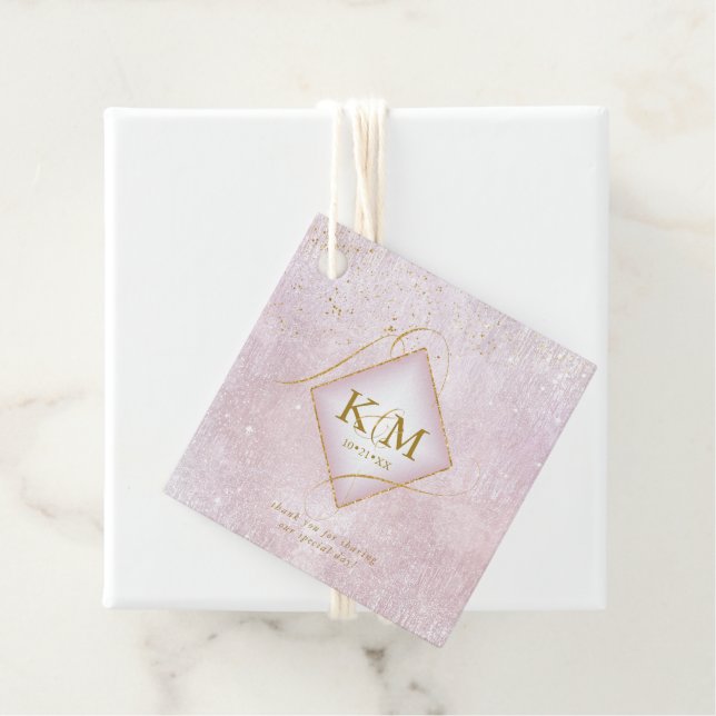 Fine Lines Gold Abstrakt Wedding V2 Mauve ID867 Geschenkanhänger (Beispiel)