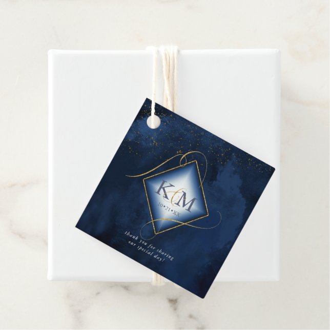 Fine Lines Gold Abstrakt Wedding V2 Navy ID867 Geschenkanhänger (Beispiel)