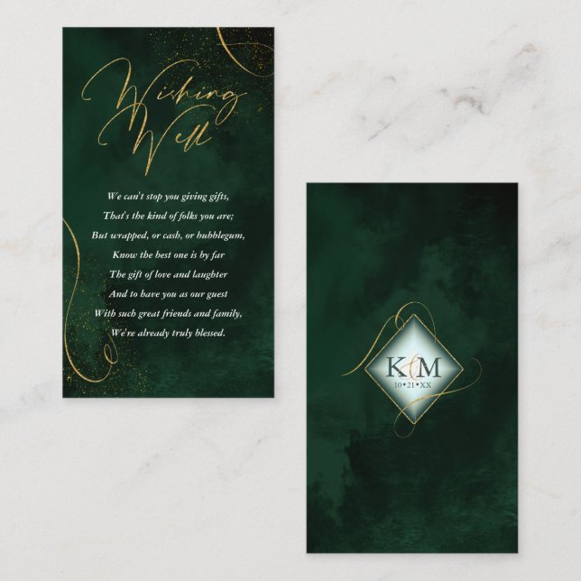 Fine Lines Gold Abstrakte Wishing Green ID867 Begleitkarte (Vorne/Hinten)