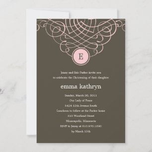 Fine Monogram Taufen/Christening Einladung