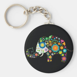 Fine Niedlich Elephant Floral Fashion Schlüsselanhänger