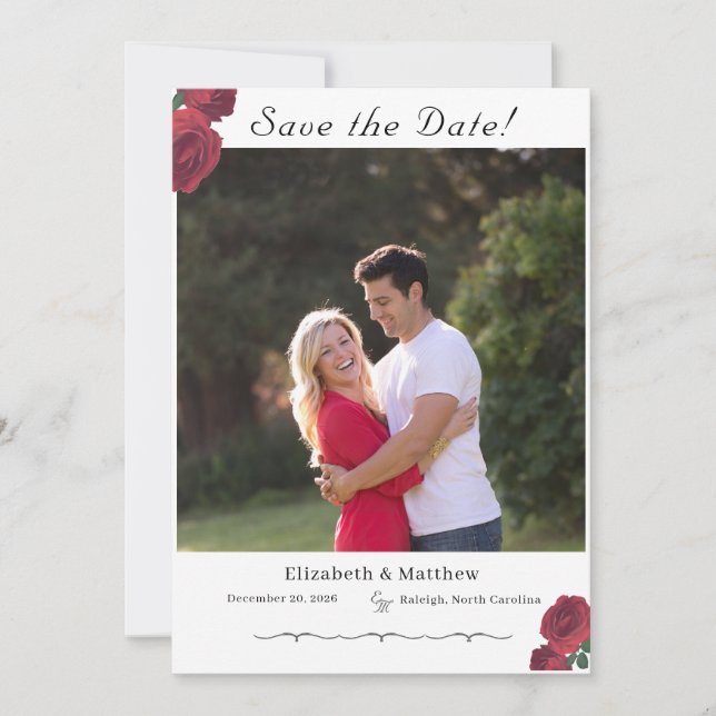 Fine Rose Katholische Save the Date-Karte Date (Vorderseite)