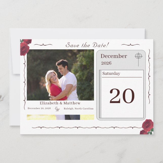 Fine Rose Katholische Save the Date-Karte Date (Vorderseite)