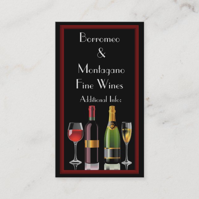 Fine Wine Black Business Card 2 Visitenkarte (Vorderseite)
