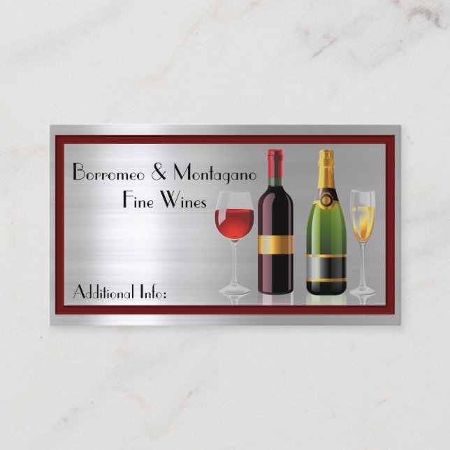 Fine Wine Silver Business Card Visitenkarte (Vorderseite)