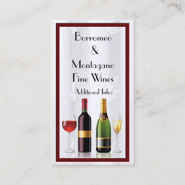 Fine Wine White Business Card 2 Visitenkarte (Vorderseite)
