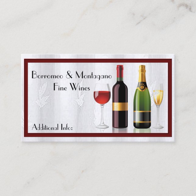 Fine Wine White Business Card Visitenkarte (Vorderseite)