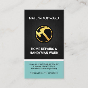 Fine Wood Grain Creative Hammer Icon Handyman Visitenkarte