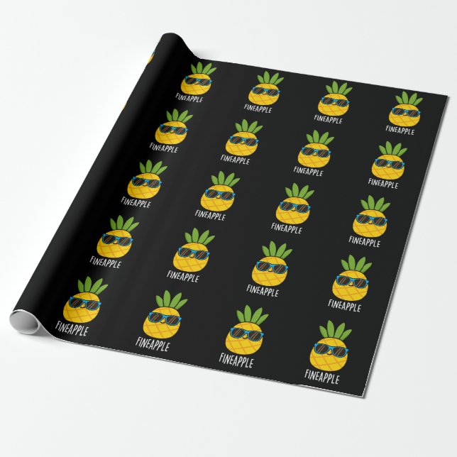 Fineaple Funny Pineaple Pun Dark BG Geschenkpapier (Ungerollt)
