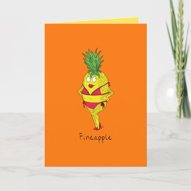 Fineapple - Funny Pineapple Bikini Greeting Card Karte (Vorderseite)