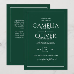 Finest Emerald Green MONOCHROME Wedding Einladung