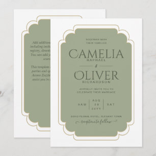 Finest Sage Green Gold MONOCHROME Hochzeit Einladu Einladung