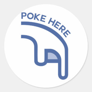 Finger facebook POKE hier Runder Aufkleber