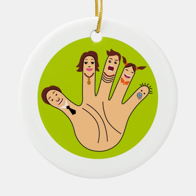 Finger-Familien-Zeichnen Keramikornament (Vorne)