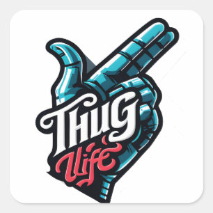 Finger Flex: Livin' the Thug Life Quadratischer Aufkleber