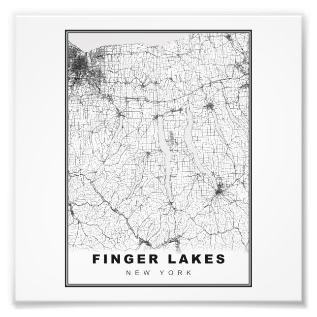 Finger Lakes Map Fotodruck (Vorne)