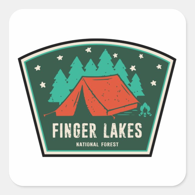 Finger Lakes National Forest Camping Quadratischer Aufkleber (Vorderseite)