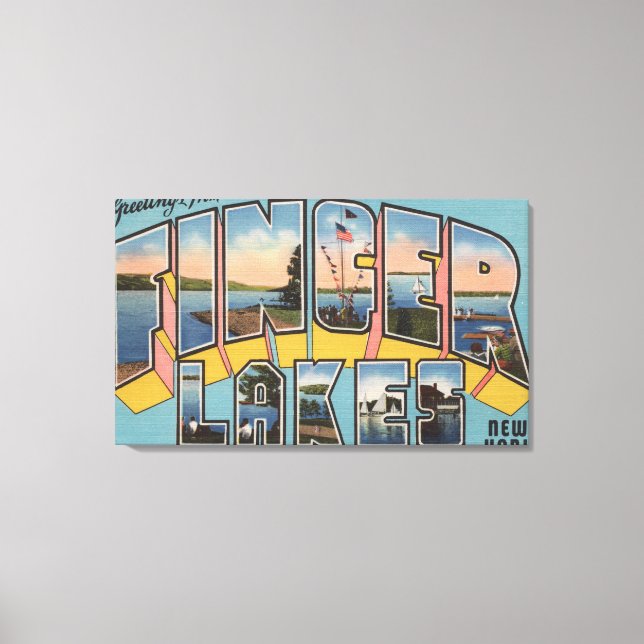 Finger Lakes, New York - Große Letter Scenes Leinwanddruck (Vorderseite)
