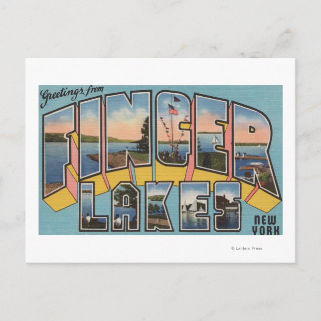 Finger Lakes, New York - Große Letter Scenes Postkarte (Vorderseite)