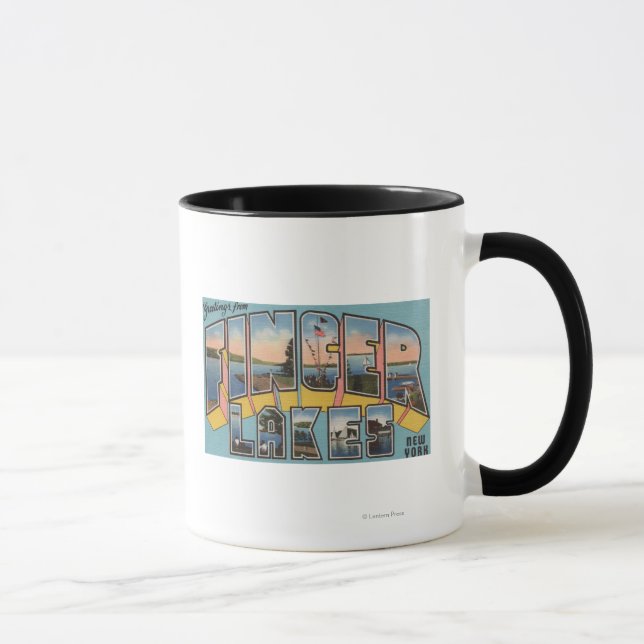 Finger Lakes, New York - Große Letter Scenes Tasse (Rechts)
