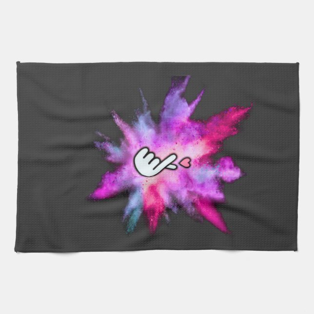 Finger Love Sign Geschirrtuch (Horizontal)