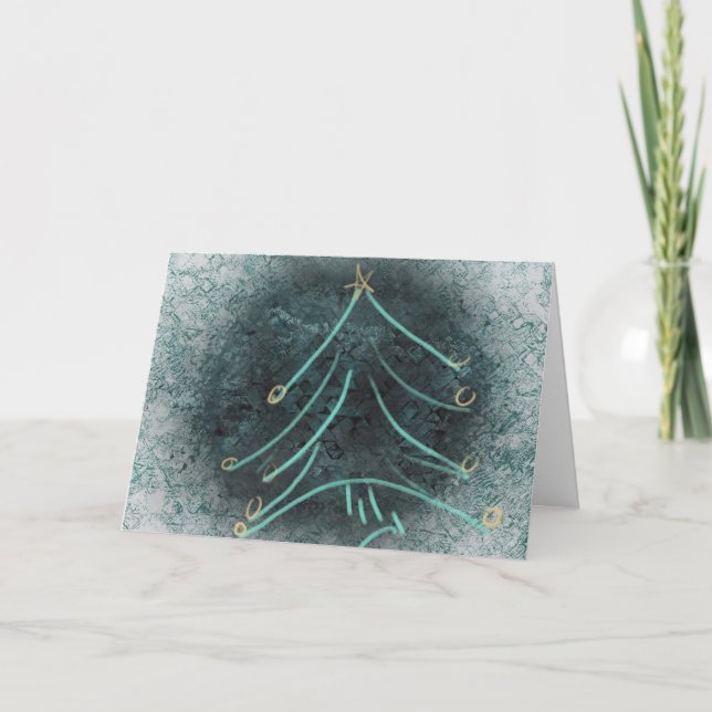 Finger Paint Christmas Tree Karte (Vorderseite)