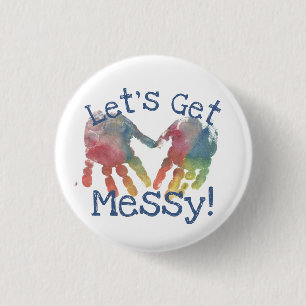 Finger Paint Let's Get Messy Art Makers Button