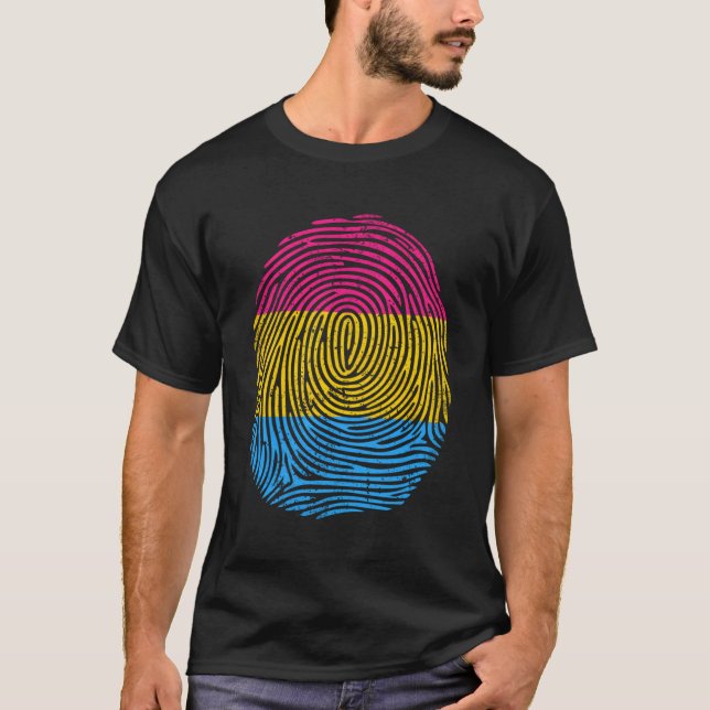 Finger Print DNA Support Lgbt Lgbtq Panual Flag T-Shirt (Vorderseite)